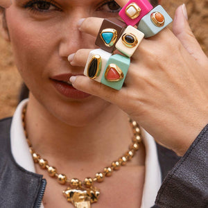 EM -Black ring with labradorite