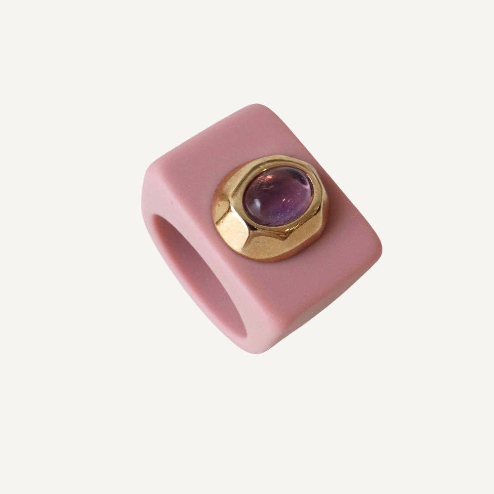 EM RING - Old rose with amethyst