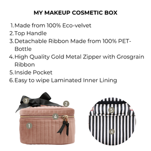 Makeup Case, S – Quilted Eco Velvet – Pink