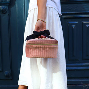 Makeup Case, S – Quilted Eco Velvet – Pink