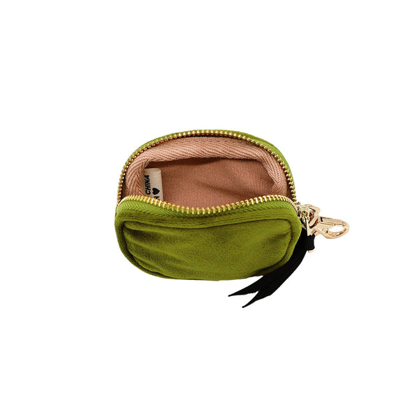 Earbuds Travel Case w Clasp – Eco Velvet – Green