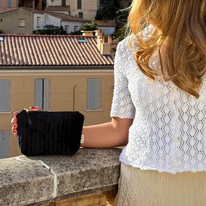 Best Makeup Bag – Quilted Eco Velvet – Black