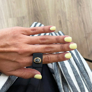 EM -Black ring with labradorite