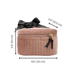 Makeup Case, S – Quilted Eco Velvet – Pink