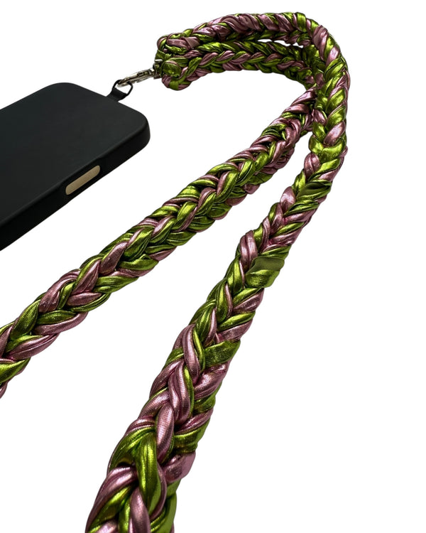 PHONE STRAP - GREEN & PINK MIX - LONG