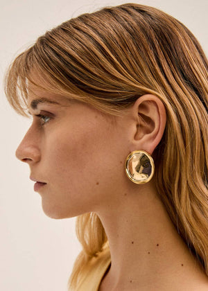 ROUND DISC EARRINGS GOLD - N64: One size