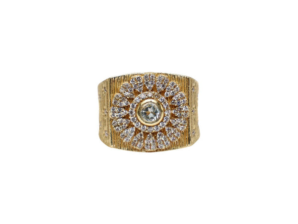 CISTUS RING IN GOLD AND BLUE TOPAZ