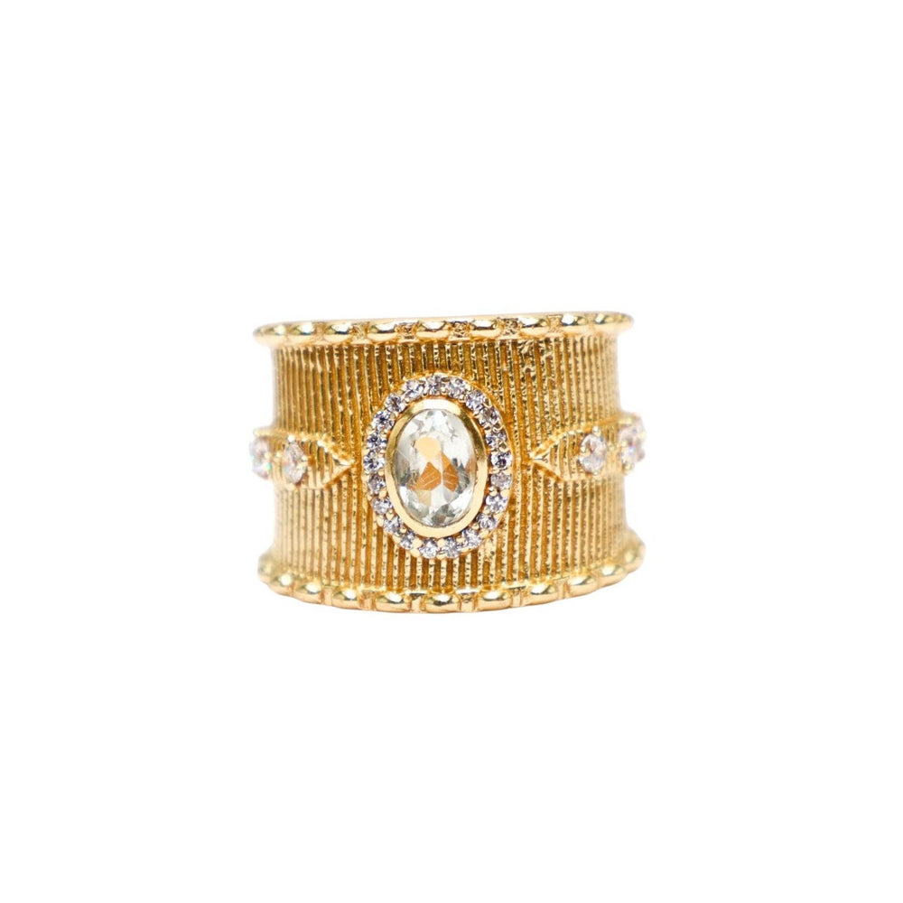 LIDIA RING GOLD GREEN AMETHYST