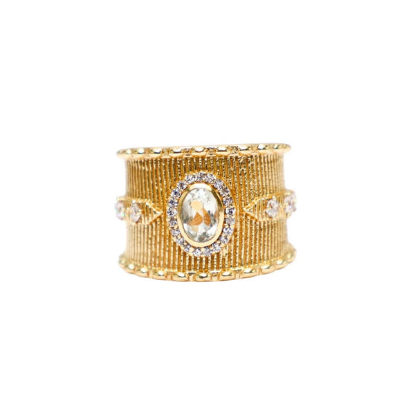 LIDIA RING GOLD GREEN AMETHYST