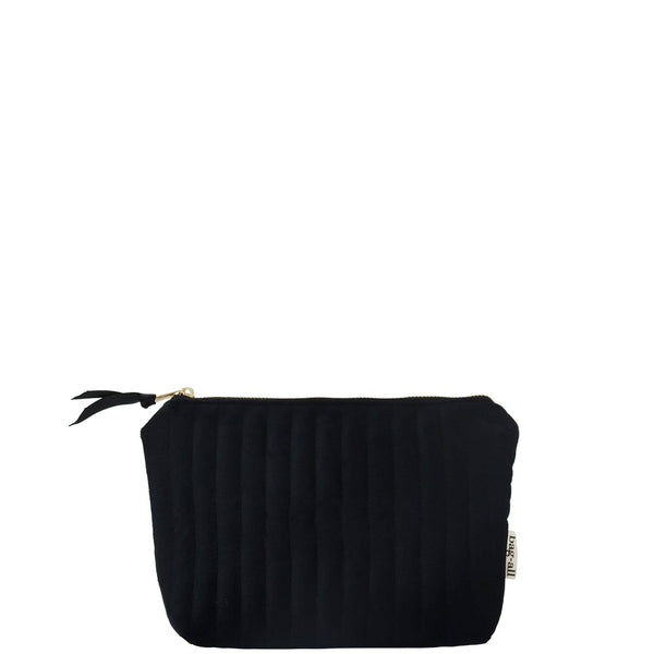 Best Makeup Bag – Quilted Eco Velvet – Black