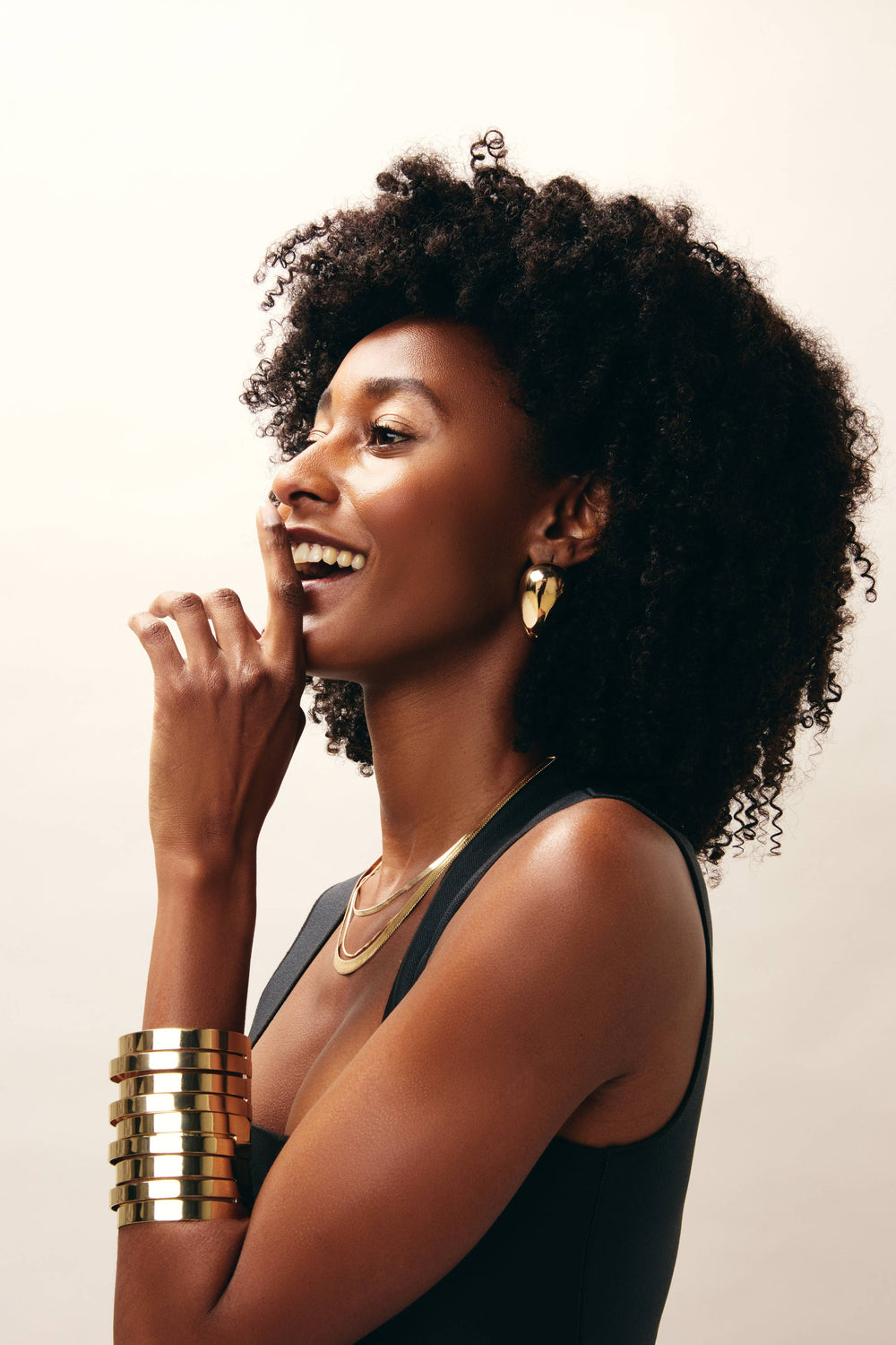 Ovale Drop Studs: Gold