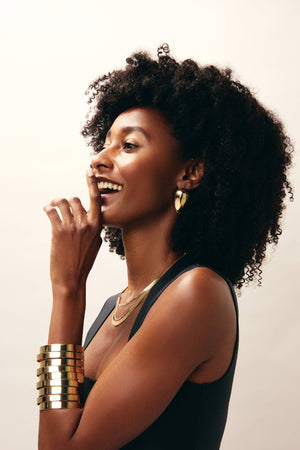 Ovale Drop Studs: Gold