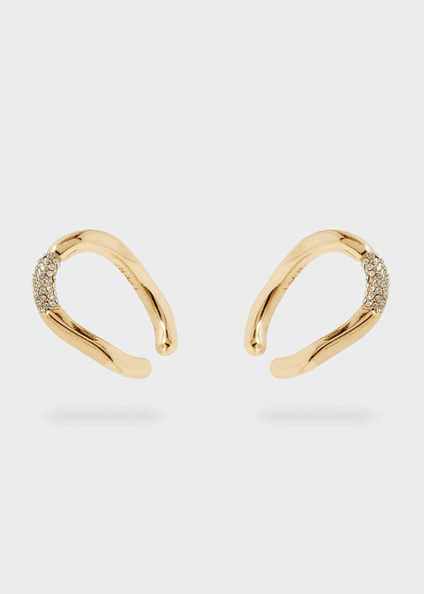 GOLD OVAL EARCUFFS WITH STONES