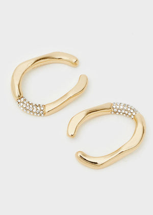 GOLD OVAL EARCUFFS WITH STONES