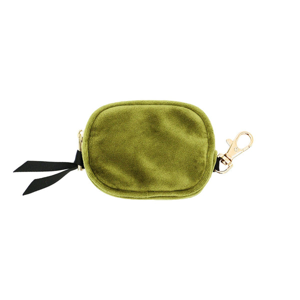 Earbuds Travel Case w Clasp – Eco Velvet – Green