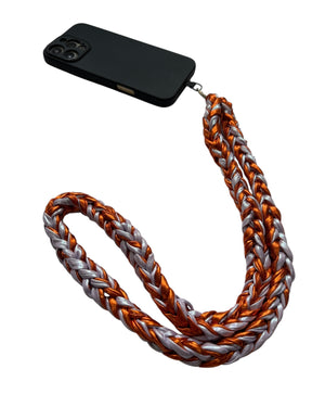 PHONE STRAP - ORANGE & LILAC MIX - LONG