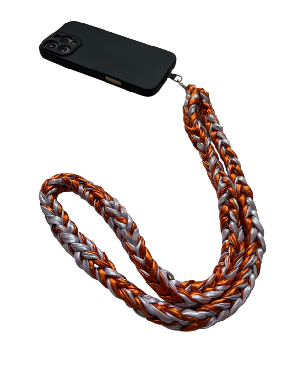 PHONE STRAP - ORANGE & LILAC MIX - LONG