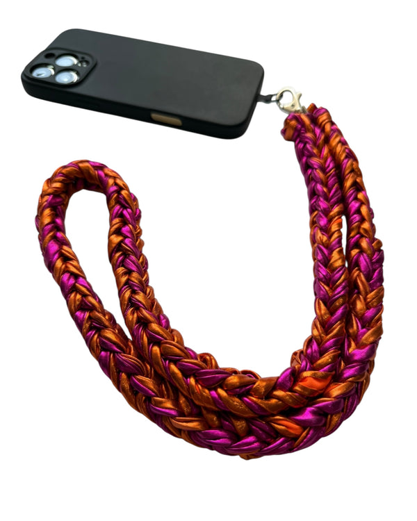 PHONE STRAP - ORNAGE & PINK MIX - LONG