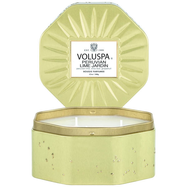 PERUVIAN LIME JARDIN - 3 WICK OCTAGON TIN CANDLE