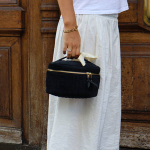 Makeup Case, S – Quilted Eco Velvet – Black