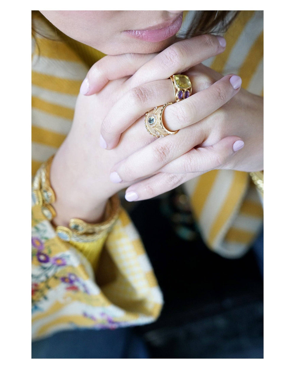 LIDIA RING GOLD GREEN AMETHYST