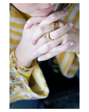 LIDIA RING GOLD GREEN AMETHYST