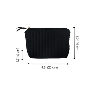 Best Makeup Bag – Quilted Eco Velvet – Black