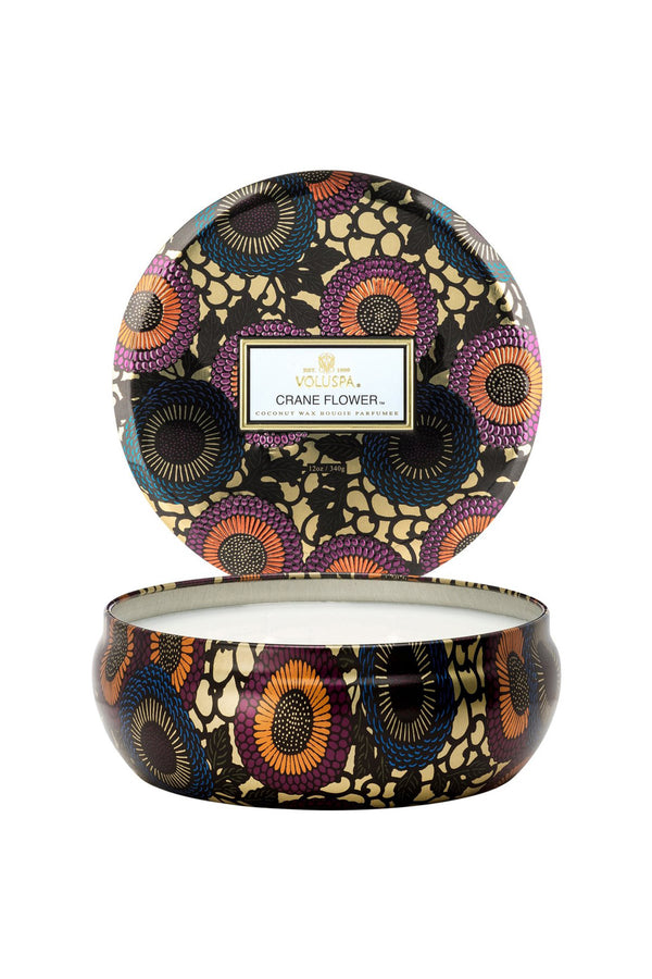CRANE FLOWER - 3 WICK TIN CANDLE