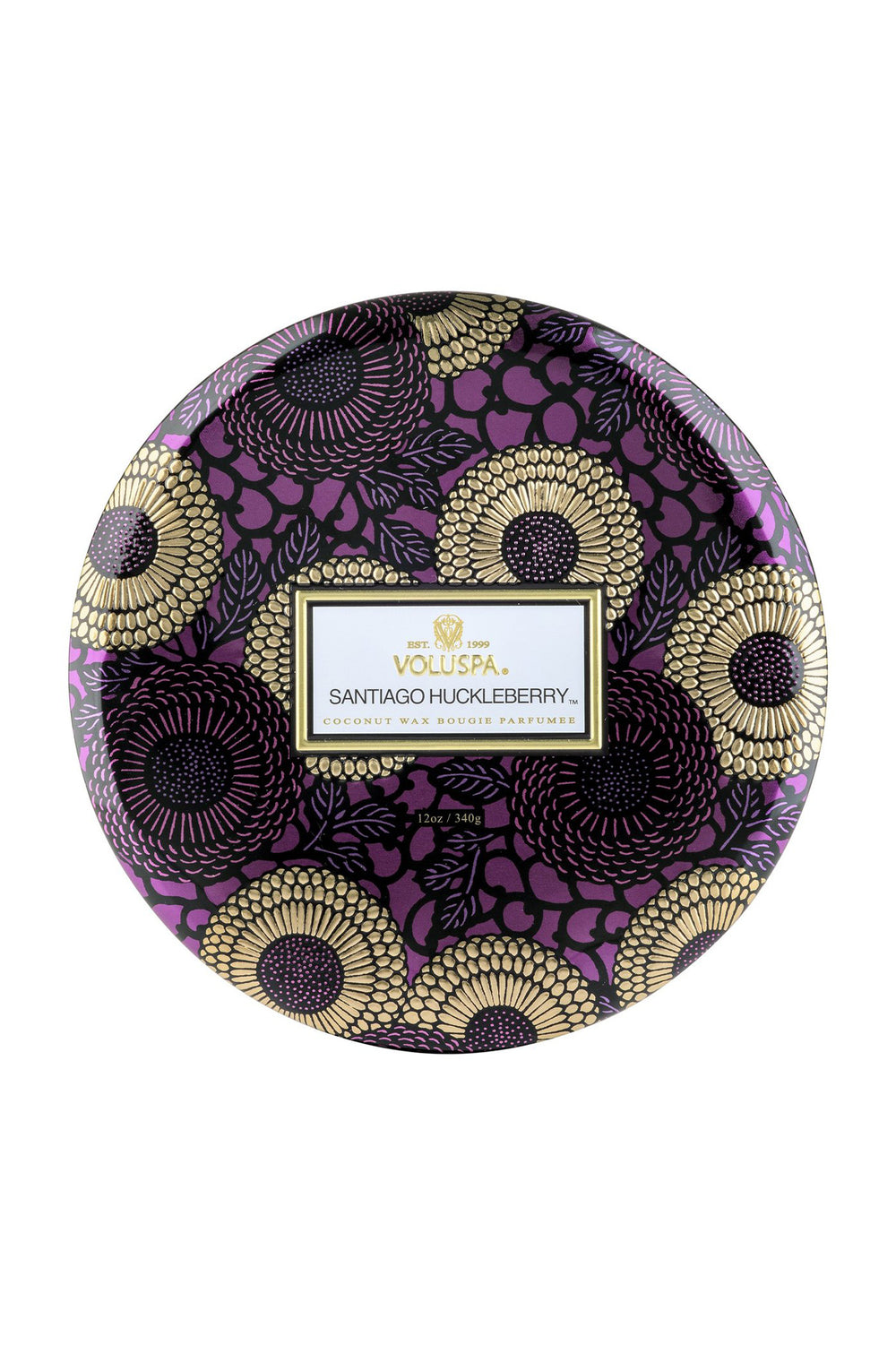 SANTIAGO HUCKLEBERRY - 3 WICK TIN CANDLE