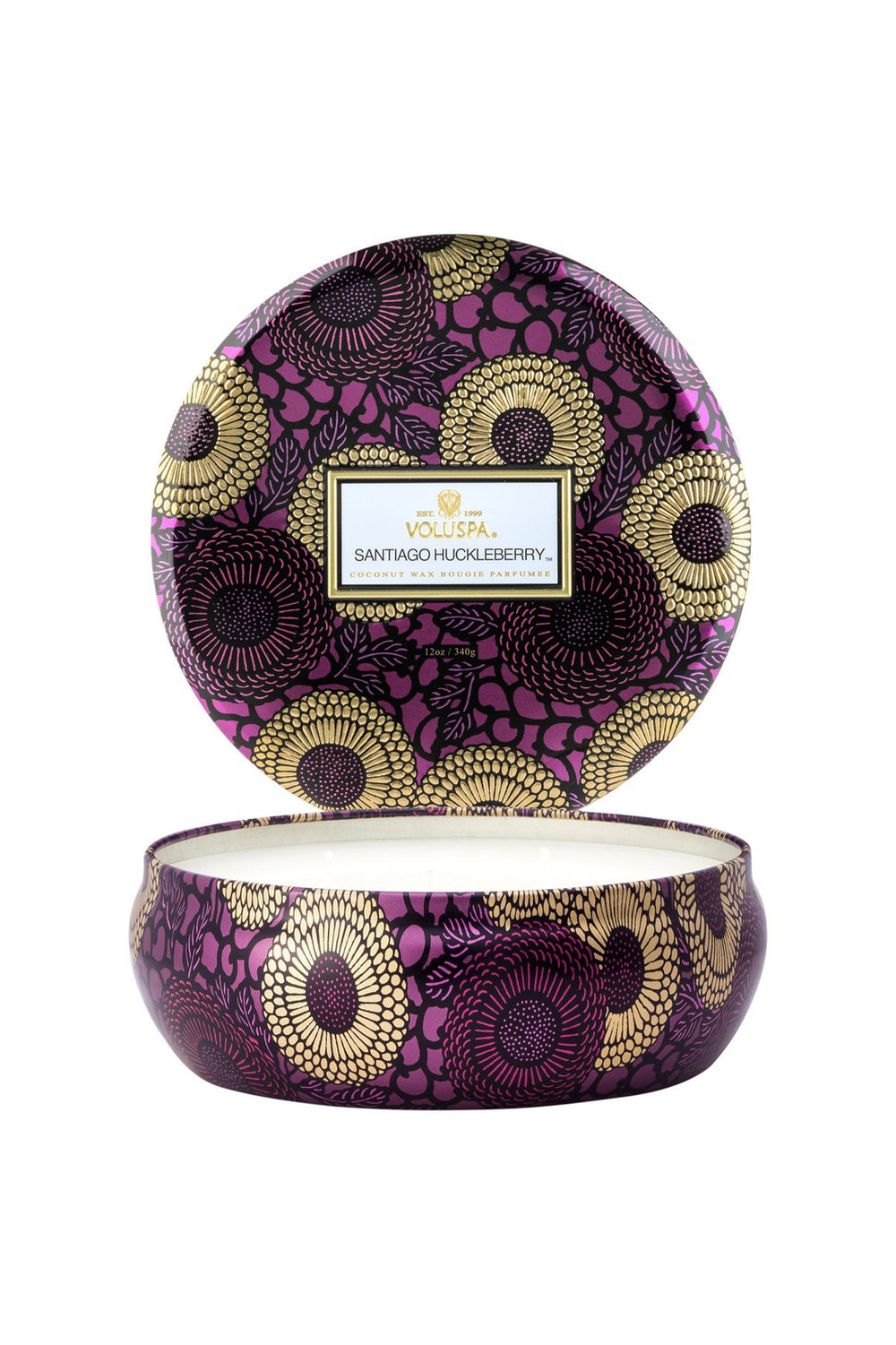 SANTIAGO HUCKLEBERRY - 3 WICK TIN CANDLE