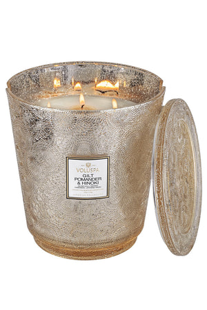 GILT POMANDER & HINOKI - 5 WICK HEART CANDLE